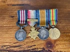 Group of 4 contemporary miniature medals. Military Medal MM, WW1 1914 & bar Trio