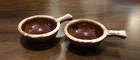 Hull USA Soup Chili Bowls Pottery Drip Handle 5" Oven Proof Vintage Set of 2