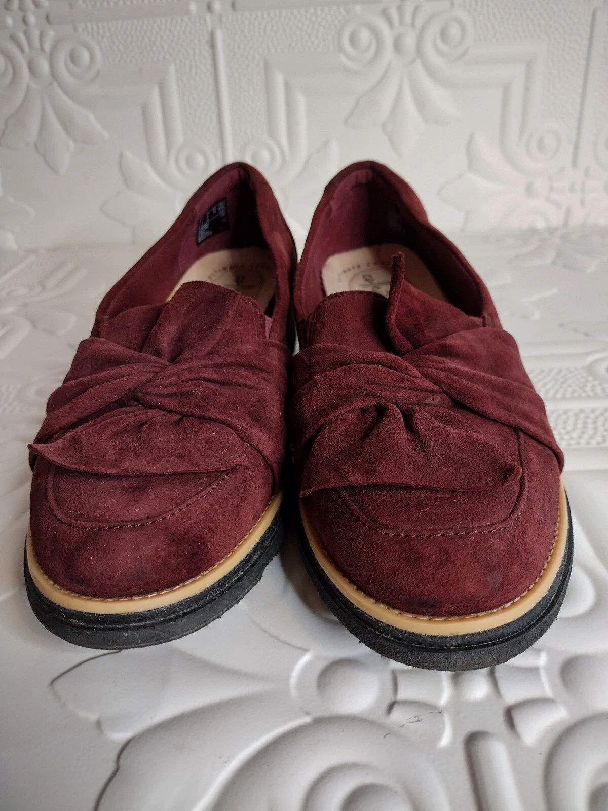 Mocassini Clarks Collection Soft Cushion vino scamosciato zeppa 13288 donna taglia 7 5