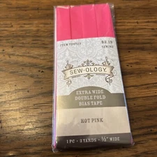 SEW OLOGY/Extra Wide/Double Fold/Bias Tape/Hot Pink/1 PC.3 Yards.1/2 Wide