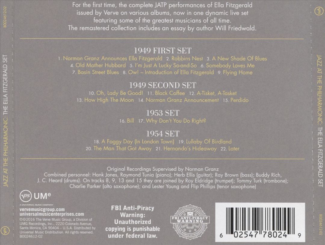 ELLA FITZGERALD - JAZZ AT THE PHILHARMONIC: THE ELLA