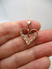 10K Yellow Gold 32 Diamond Baguette Heart Pendant Necklace 20" — photo 5