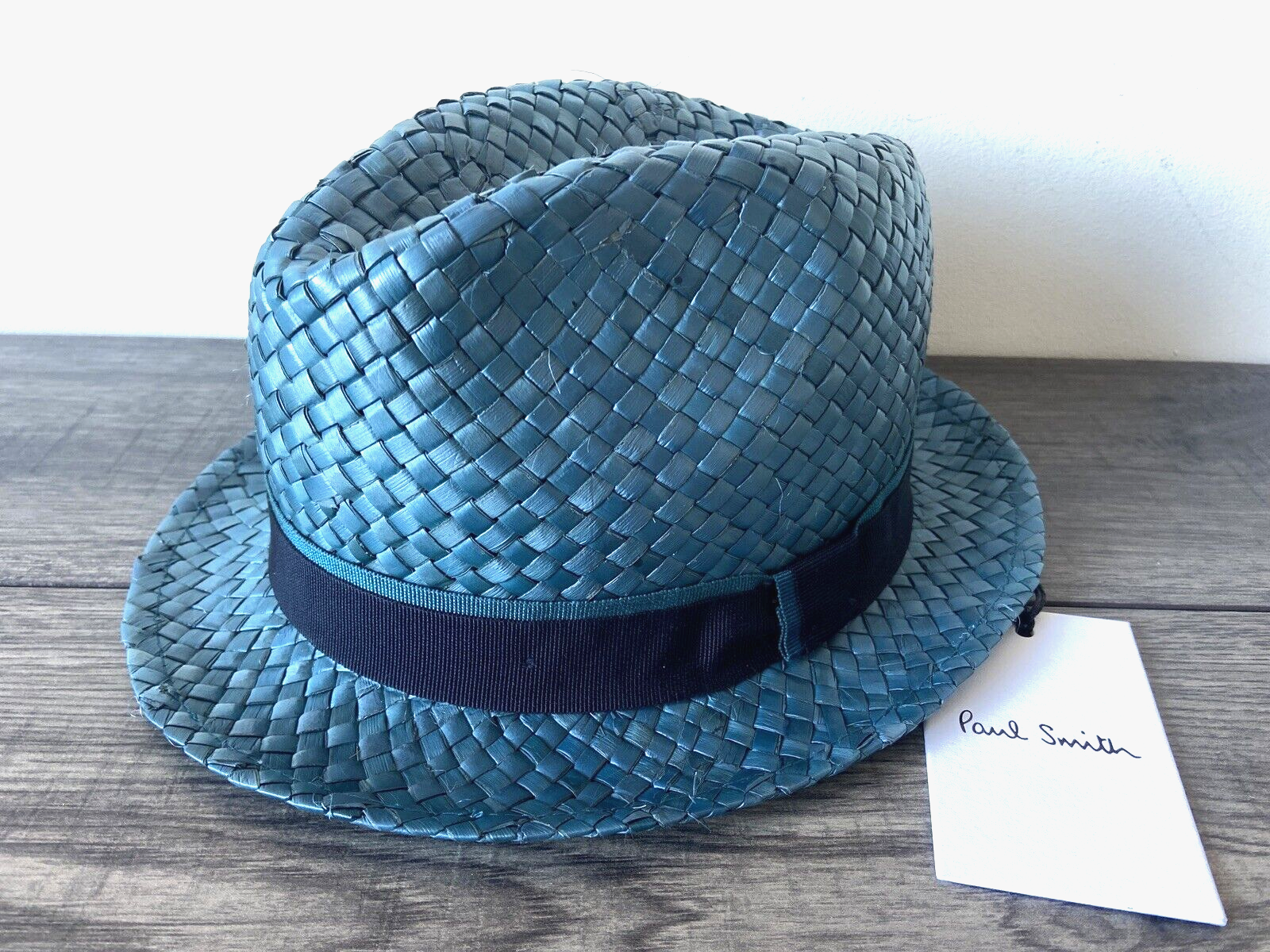 PAUL SMITH BLUE BOVEN STRAW TRILBY HAT SIZE S MADE IN ITALY RETAIL £110 BNWT