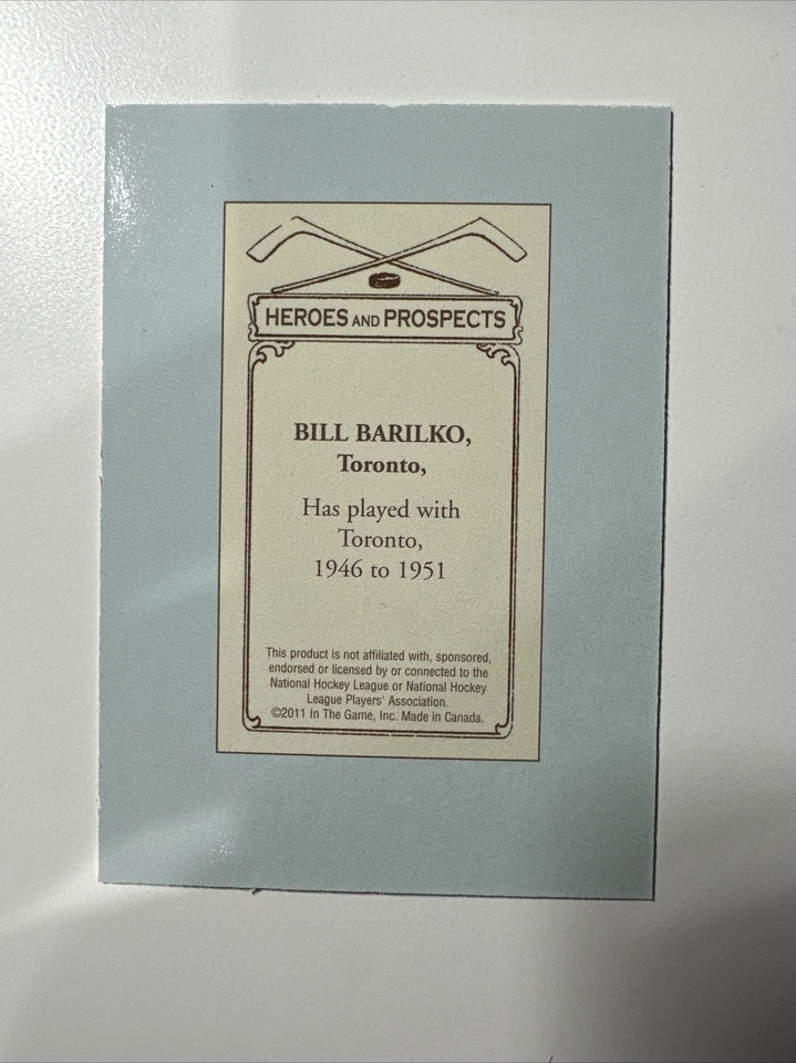 2010-11 ITG 100 Years of Collecting Bill Barilko #05 Toronto Maple Leafs - Image 2 of 2