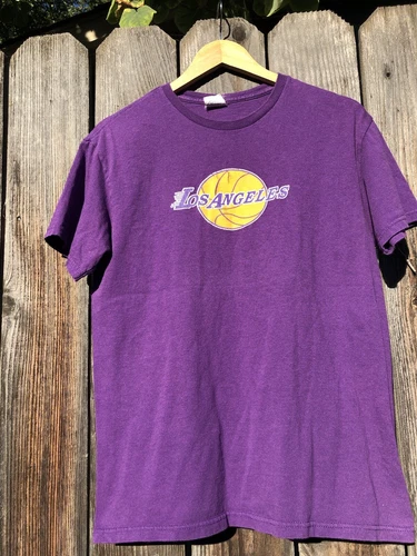 Vintage Y2K LA Los Angeles Lakers Shirt Medium Basketball Purple VTG NBA Delta
