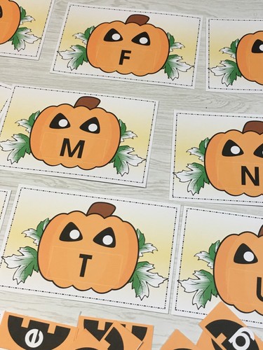 Jack O Lantern - Uppercase Lower case Match Pumpkins - Laminated Activity Set - Picture 8 of 12