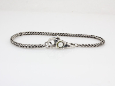 Trollbead Sterlingsilber Fuchsschwanz Weizen Charm 8'' Armband mit Blume Perlenverschluss