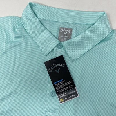 Callaway Men's XXL Limpet Shell Green Stripe Opti-Dri Short Sleeve Golf Polo NEW