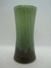 Hand Blown Dark Seafoam Green and Brown Glass Bud Vase
