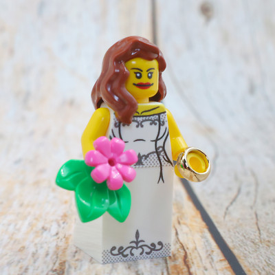LEGO  Minifigur: Braut/ Verlobte mit Zubehör, Hochzeitsgeschenk, custom print