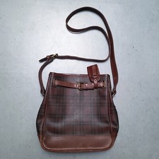 Polo Ralph Lauren Women's Red Black Watch Bag Tartan Plaid Leather Shoulder Rare