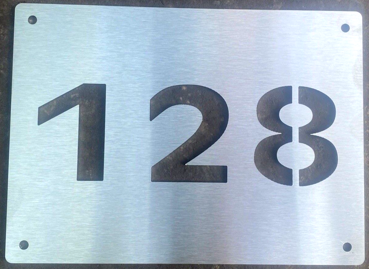 Brushed Stainless Steel Door Number Wall Sign Plaque Personalised