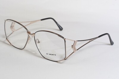 Vintage St. Moritz Tasara Black and Gold Oversized Full Rim 58-13-125 Eyeglasses