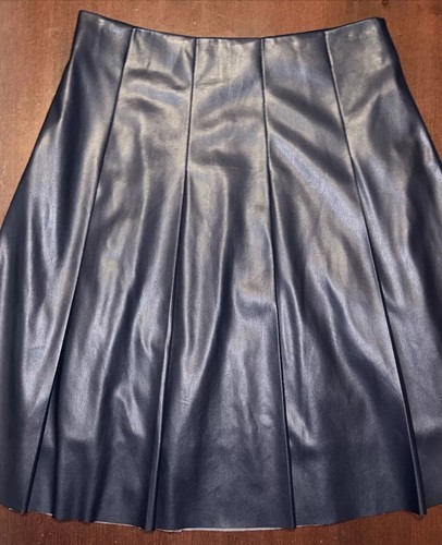 J.Crew MSRP $198 Pleated Faux Leather Skirt in Navy Size 4 Spring 2024 NWOT - Picture 7 of 14