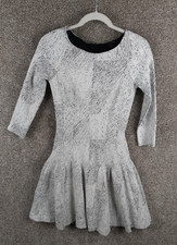 Banana Republic Drop Waist Dress Womens 2 White Marled Knit 3/4 Sleeve Casual