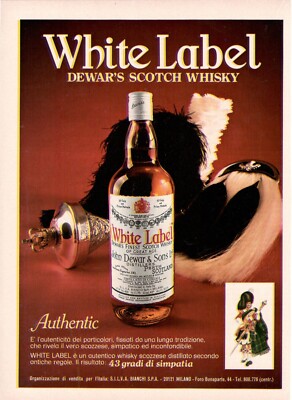 WHITE LABEL DEWAR'S SCOTCH WHISKY AUTHENTIC 1972 Original Advertising 1 Page