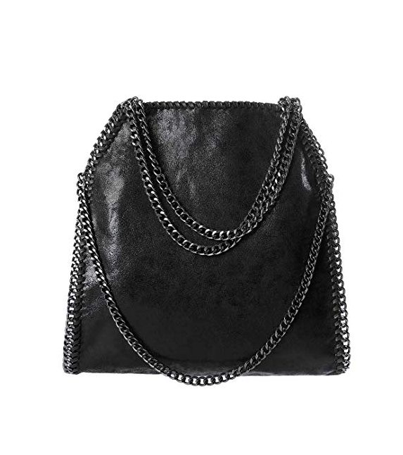 Borsa a tracolla spalla Grande Donna colore Nera con Catene Eco