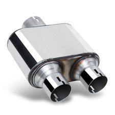 Epa 2.5center Inlet And 2.25outlet Dual Stainless Steel Exhaust Mufflerchrome Epa 2.5center Inlet And 2.25outlet Dual Stainless Steel Exhaust Mufflerchrome