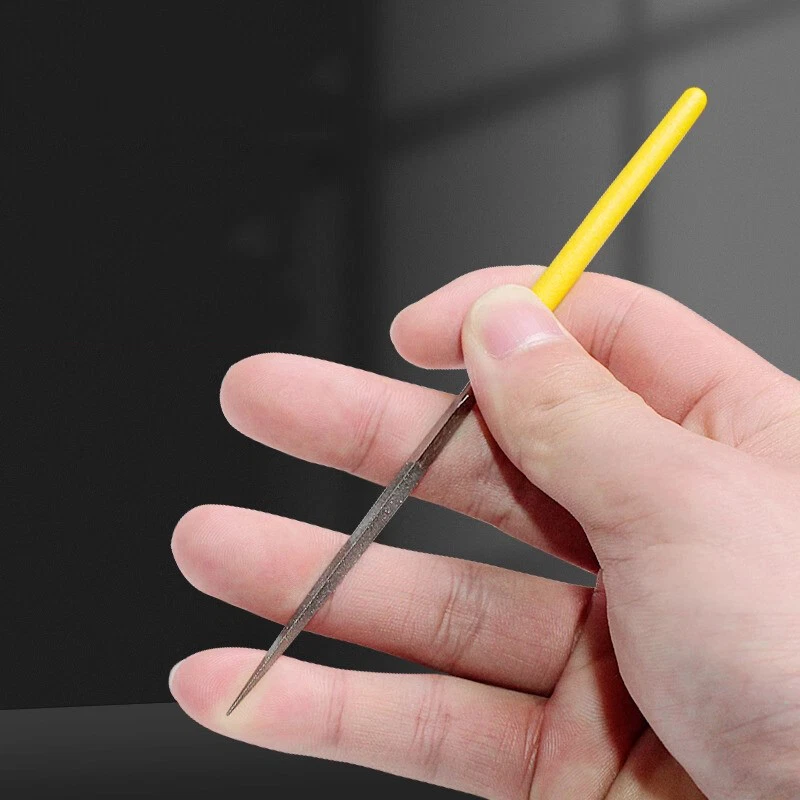 Lima de aguja de diamante triangular de 3x140/200 mm para herramienta de metal de pulido grano 120/400 Foto 2 de 4
