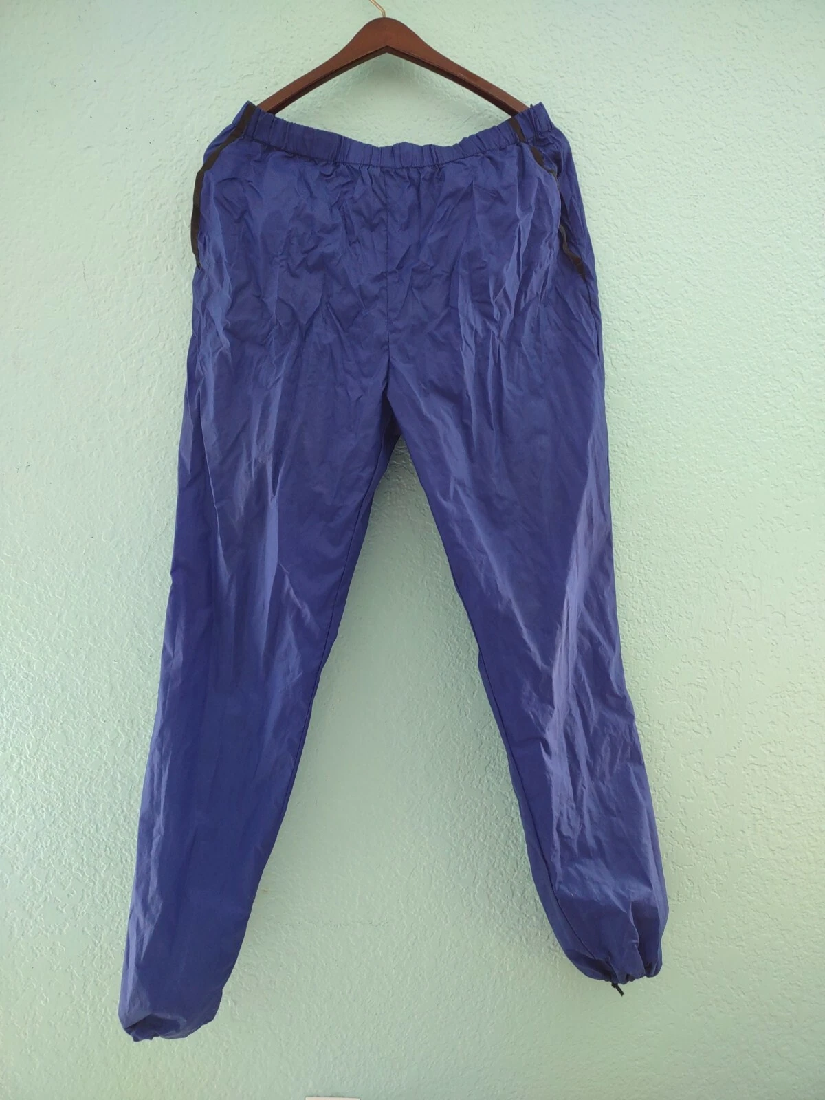 SIERRA DESIGNS Nylon Waterproof Men's RAIN PANTS XL Hiking Camping Blue vintage