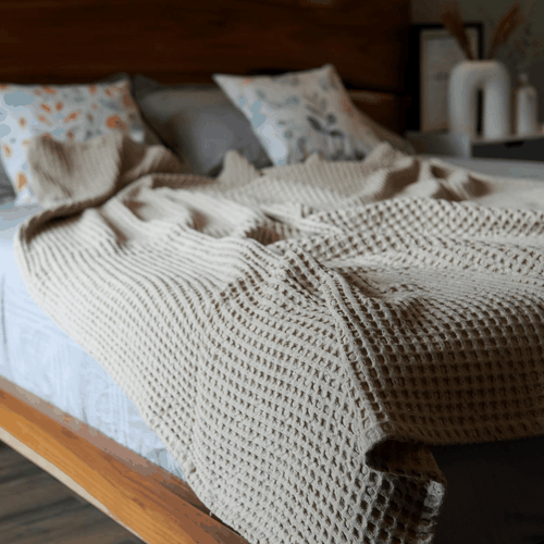 The Fine Living Co. 100% Cotton Waffle Weave Throw Blanket Lightweight Soft - 第 4/7 張圖片