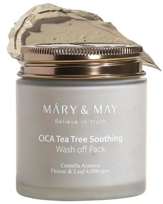Mary&May Vegan Cica Tea Tree Soothing Wash Off Pack - Natural Centella Clay Mask