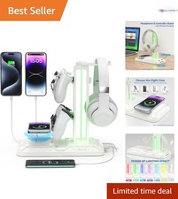 RGB Headphone  Controller Stand Wireless Charging Rotatable 9 Lighting Modes