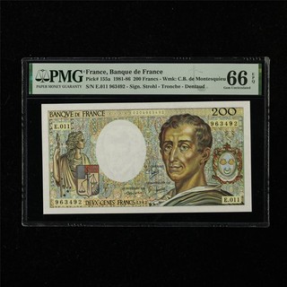 1981 86 France Banque De France 200 Francs Pick#155a PMG 66 EPQ Gem UNC
