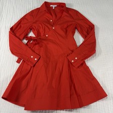 Derek Lam 10 Crosby Petra Wrap Shirt Dress Womens 4 Cherry Red Preppy Career