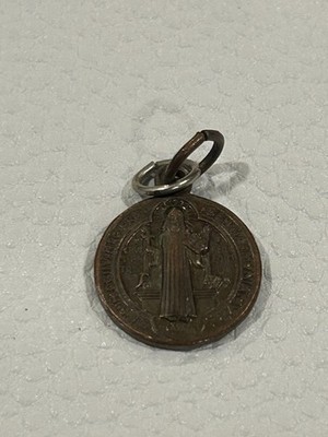 Vtg St. Benedict M.Cassino Italy Catholic Medal Pendant For Spiritual Protection