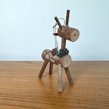 Rustic Log Reindeer Christmas Ornament Holiday Decor Woodland