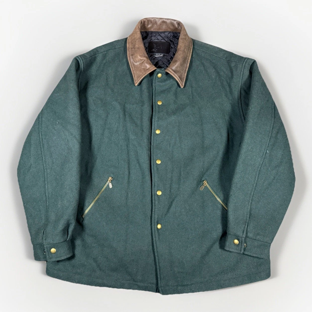 Vintage Q-Gar Jacket Mens XL Green Wool Quilted Lined Bomber Jacket Chore Barn
