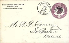 1893 Mount Hope Iron Company Cover Somerset MA To Boston MA Postal History