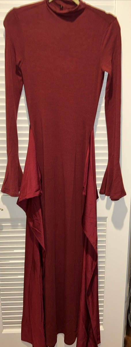 knee length dresses for ladies Printed Long Sleeve Scarf Sheath Dress