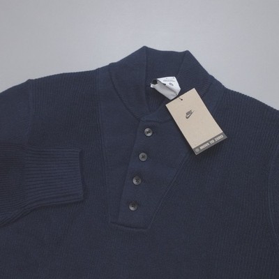Nike Life Military Henley Jumper Sweater Navy Blue FN3118-451 Men's Size M
