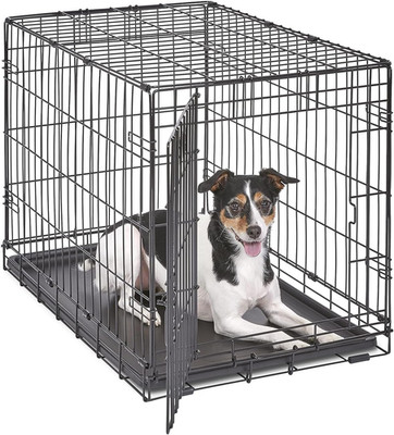 30-Inch Icrate for Medium Breeds, 21-40 Lbs, Single Door Folding Dog Crate with 