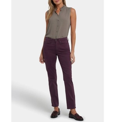 NYDJ Not Your Daughters Jeans 12P Purple Straight Leg Pants High Rise