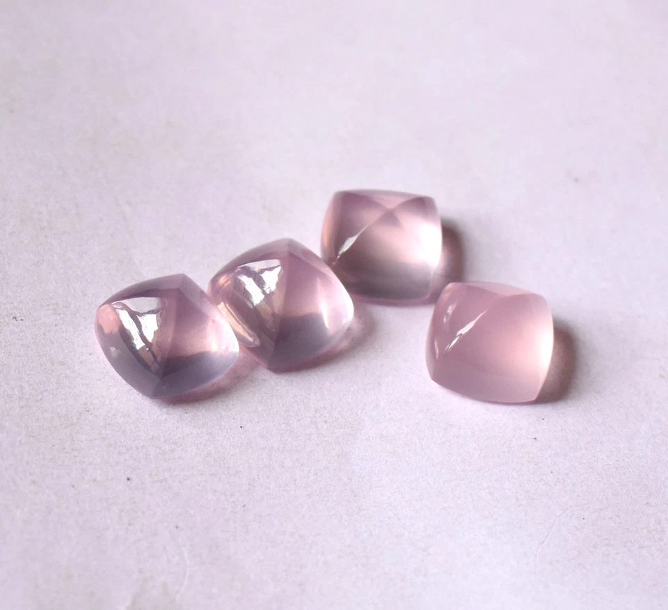 Pan de Azúcar Cuarzo Rosa Natural 10 mm, 12 mm Cuadrado Cabujón Rosa Cuarzo para Anillos Foto 4 de 4