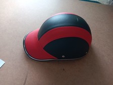 Polo style helmet red and black leather no markings 8 X 11