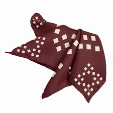 NWOT Z Zegna Maroon w White Geometric Pocket Square Italy 13" missing label