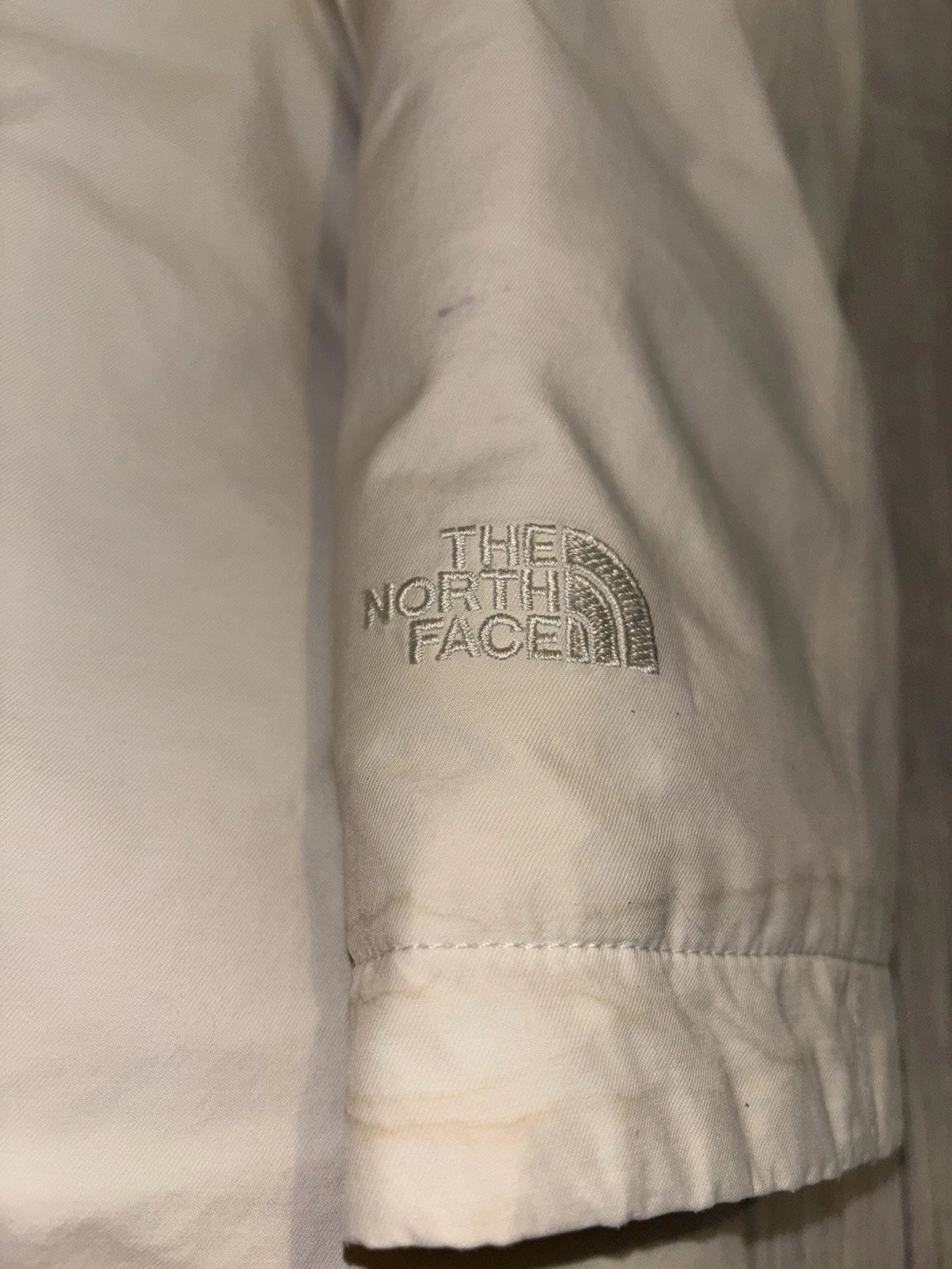 OFF WHITE The north face hyVent Parka donna taglia large bianco sporco felpa con cappuccio pelliccia sintetica