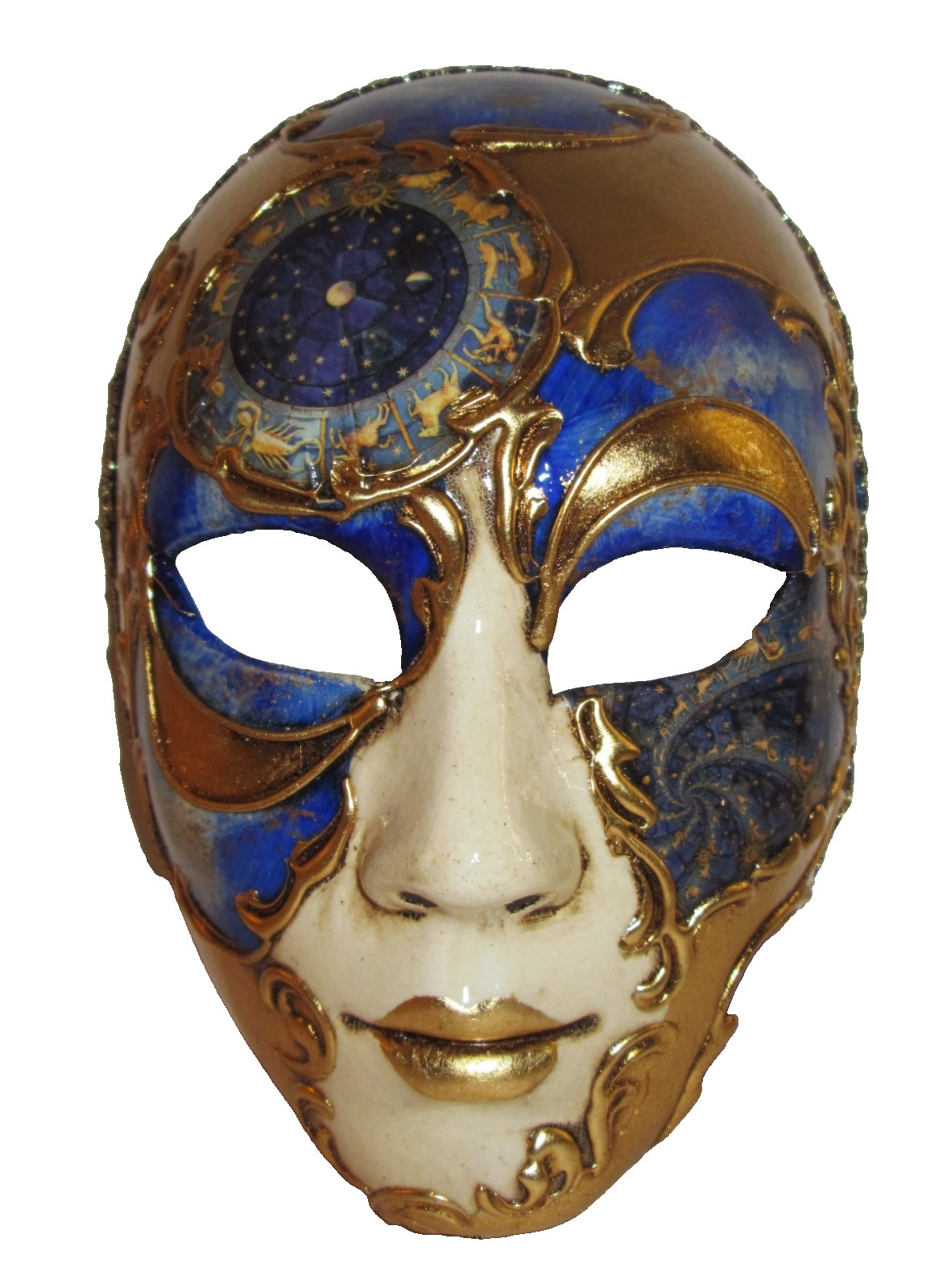 MAR 4 - MASCARILLA FACIAL COMPLETA ITALIANA PINTADA A MANO CALIDAD, DISEÑO ZODIACO.