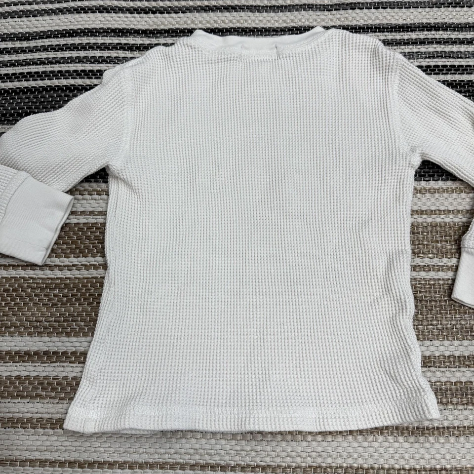 Camisa Polo Ralph Lauren Niño Pequeño 3T Crema Térmica Tejido Gofre Manga Larga Gráfico Foto 4 de 4