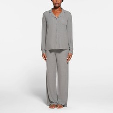 NWT SKIMS soft Lounge Sleep Set Ap-set-0600 Heather Gray Sz xs Top Only