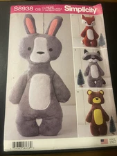 Simplicity Pattern S8938 ~ Stuffed Animals ~ Bunny / Bear / Fox / Raccoon