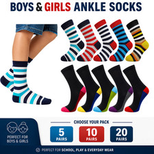Boys Girls Ankle Socks Children Kids Multicoloured Design Novelty 10 20 Pairs
