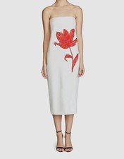 Halston Women's Ivory Floral Sequins Strapless Sylvie Dress Size 6