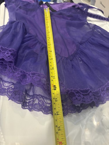 Vtg 70s Bustier Corset S Purple Lace Ruffle Lingerie Top Mesh Fairycore gothic - Picture 7 of 17