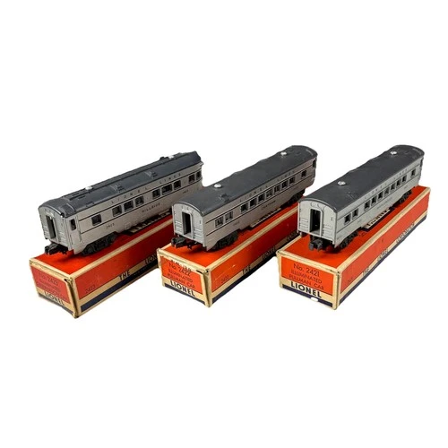 Lionel Postwar 2421, 2422 & 2423 Grey Roof Passenger Set Boxed