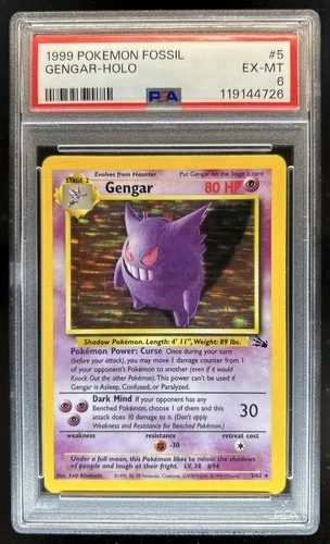 1999 Pokemon Fossil Gengar #5/62 PSA 6